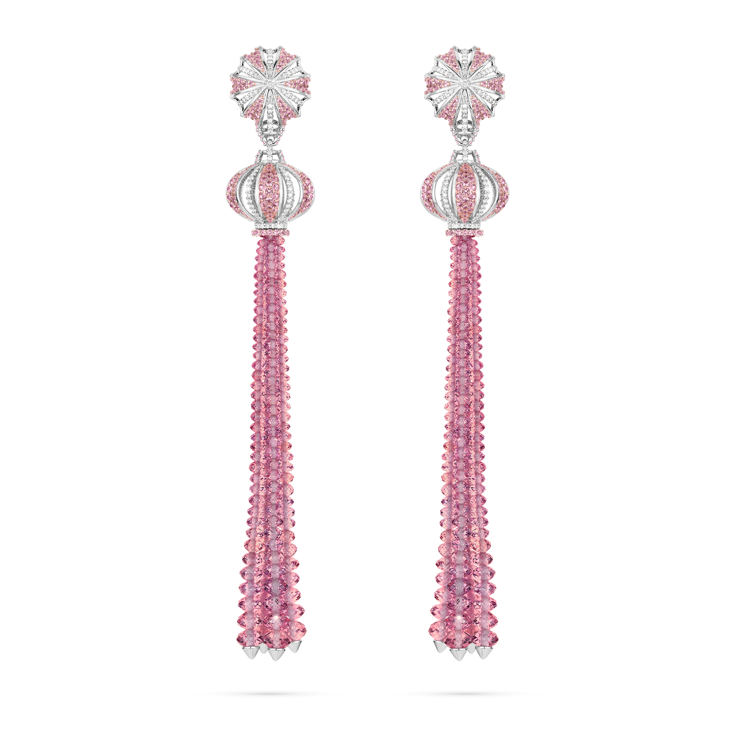 Champagne Garnet Tasseled Earrings