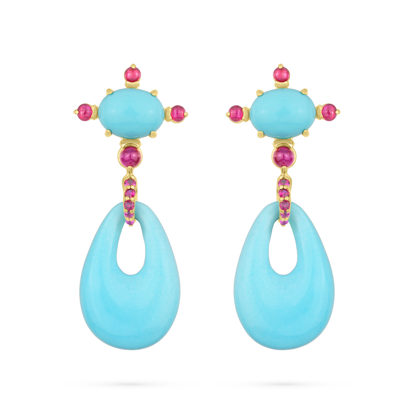 Turquoise Cabochon & Drop Earrings