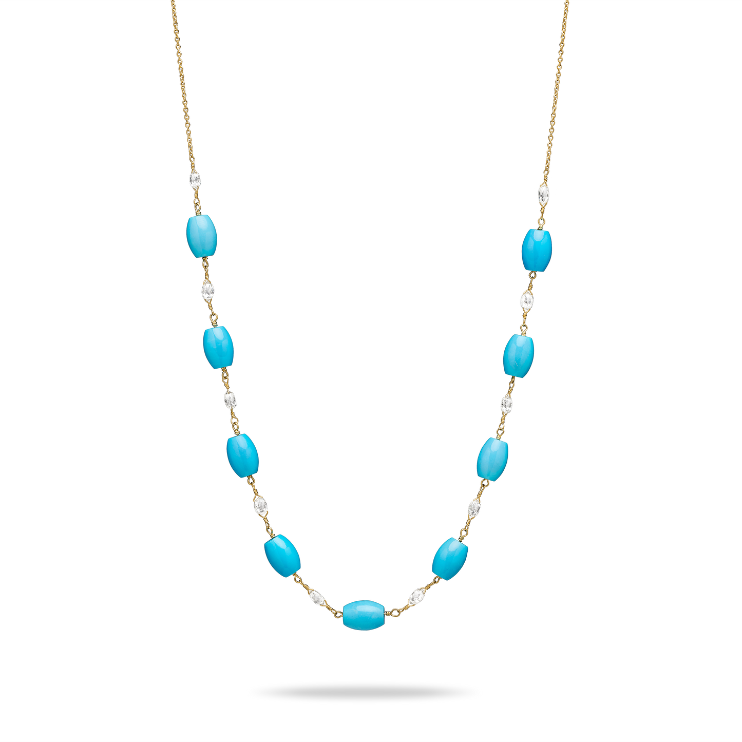 Diamond Briolette & Turquoise Necklace