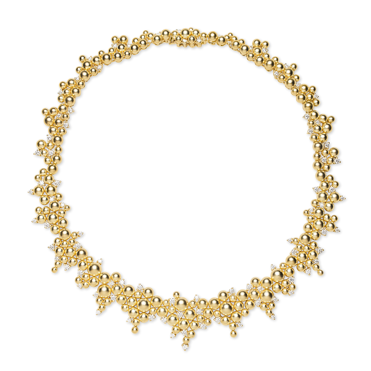 Cascading Golden Lagrange Diamond Necklace