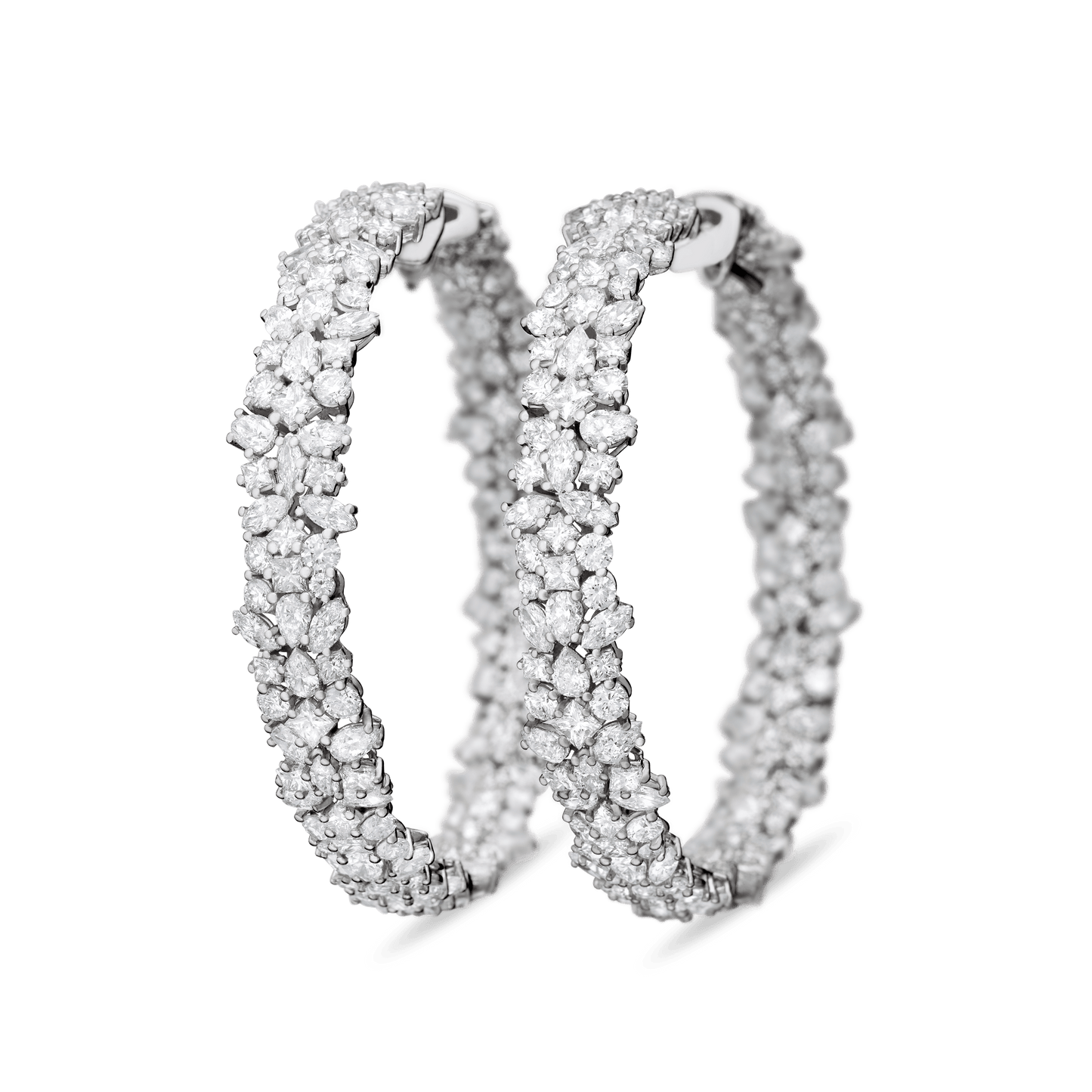 Mixed Diamond Hoop Earrings