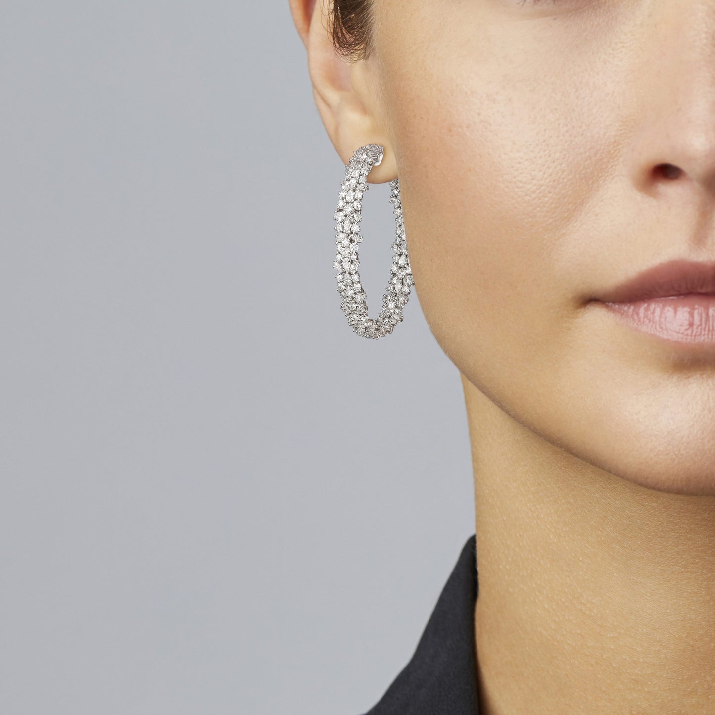 Mixed Diamond Hoop Earrings