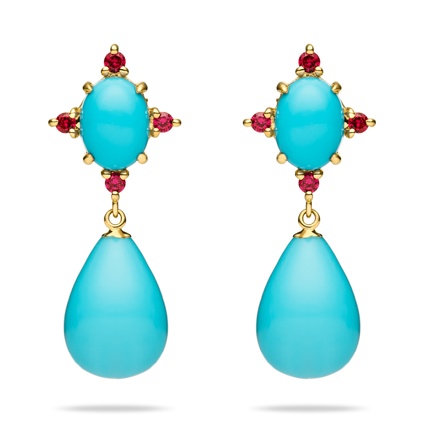 Turquoise Cabochon Drop Earrings
