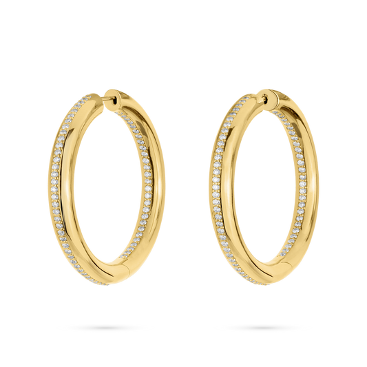 Ultimate Gold Hoop Diamond Earrings