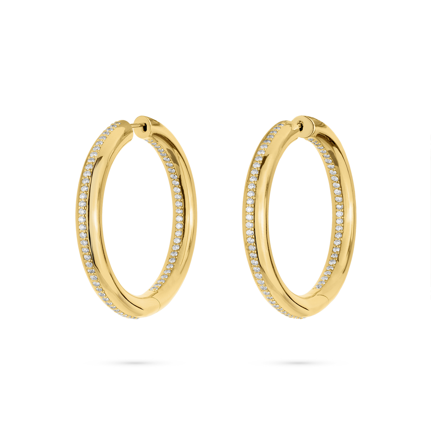 Ultimate Gold Hoop Diamond Earrings