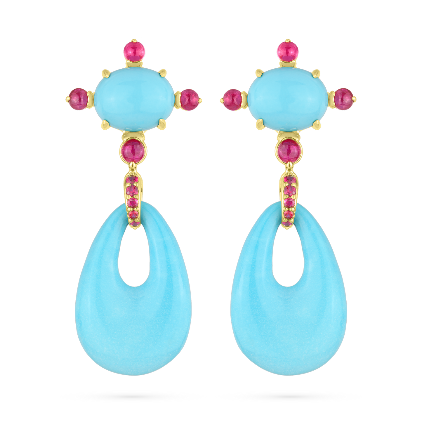 Turquoise Cabochon & Drop Earrings