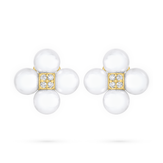 Pearl Sequence Clip Earrings