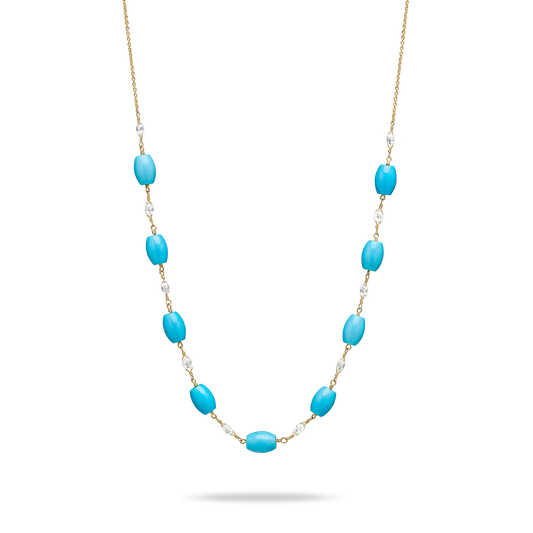 Diamond Briolette & Turquoise Necklace