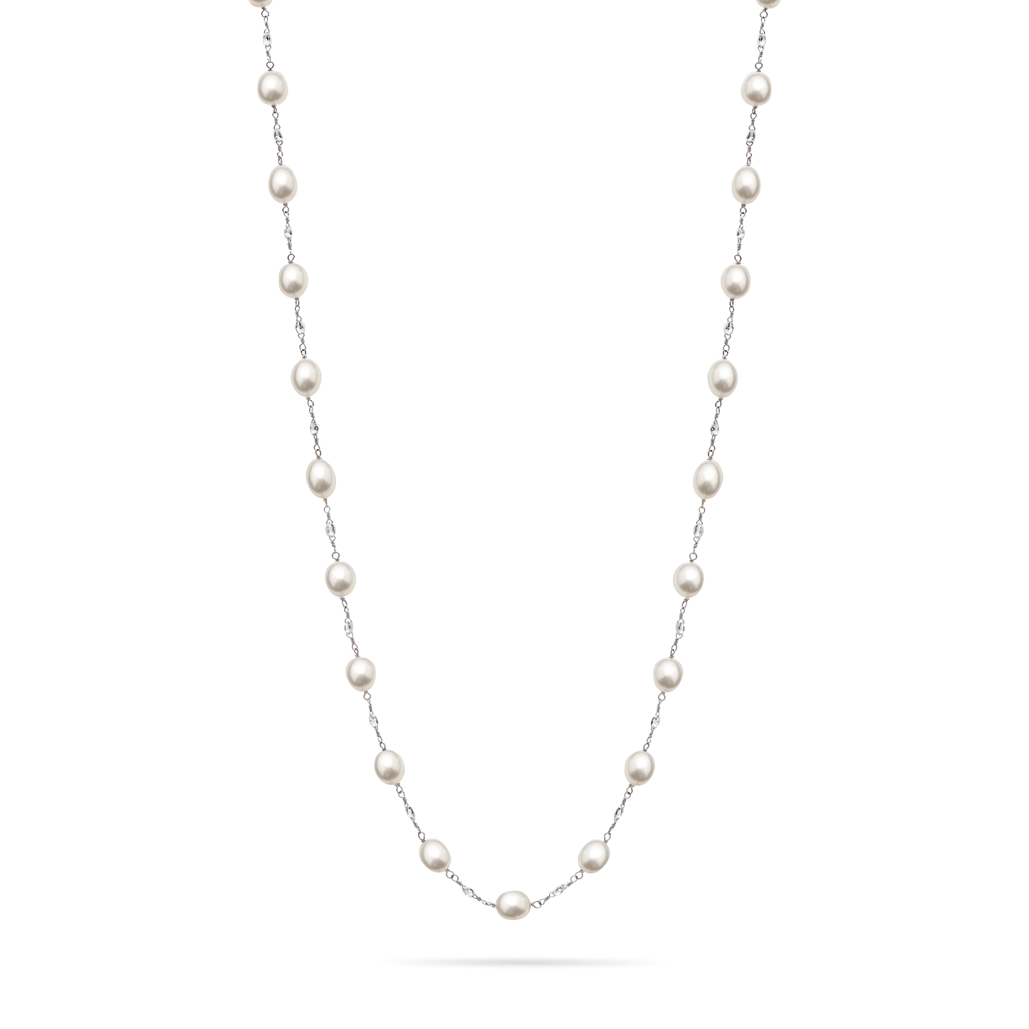 Diamond Briolette & Pearl Necklace