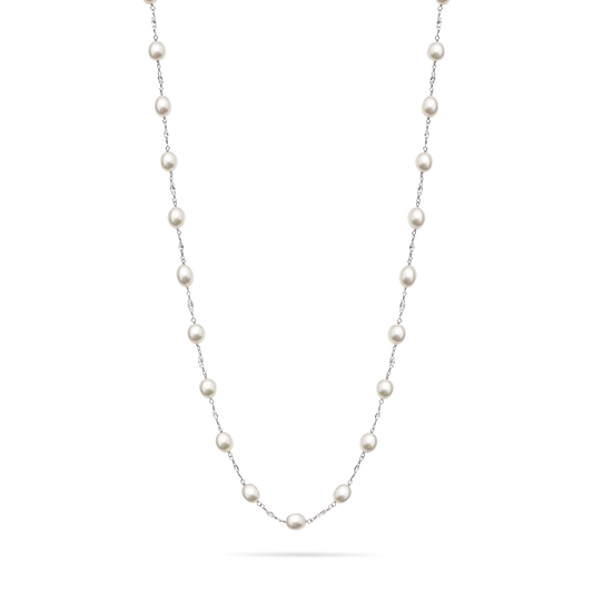 Diamond Briolette & Pearl Necklace