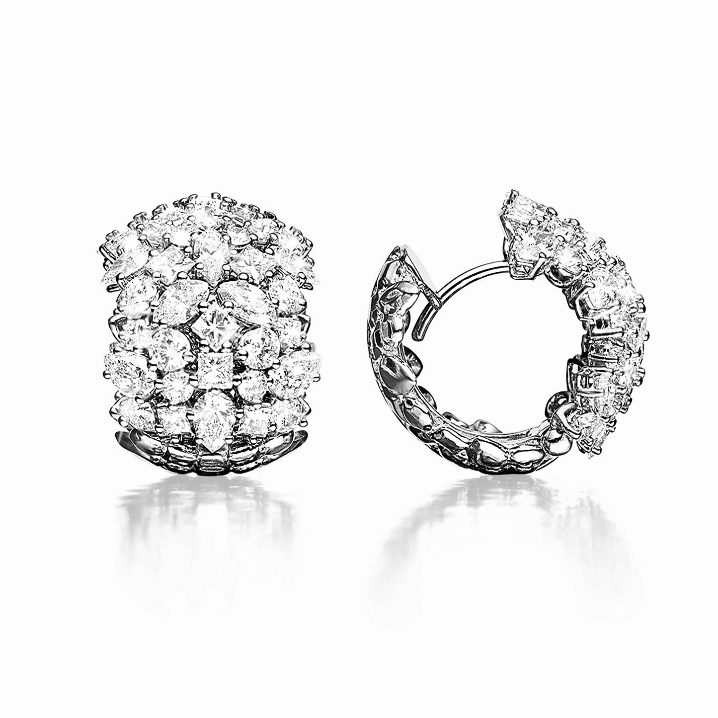 Mixed Diamond Snap Hoop Earring