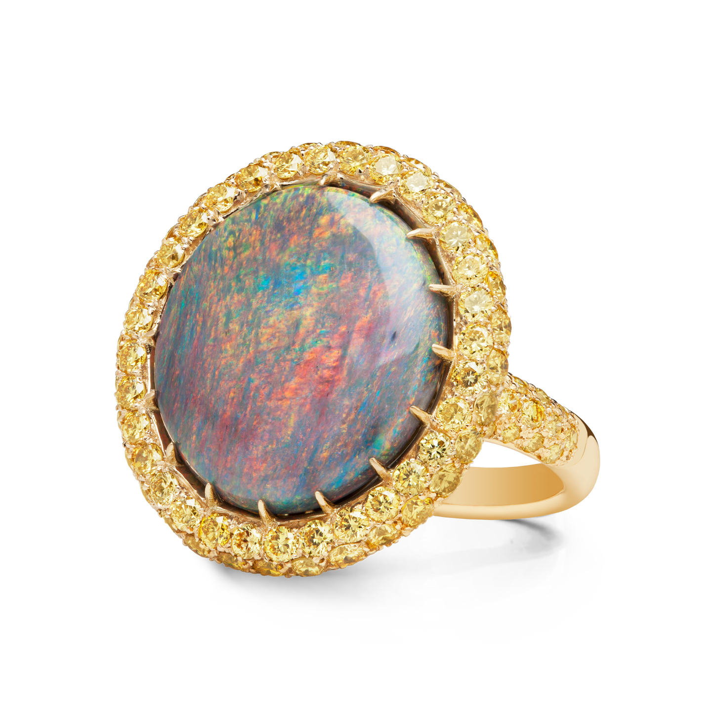 Opal & Diamond Aureole Ring