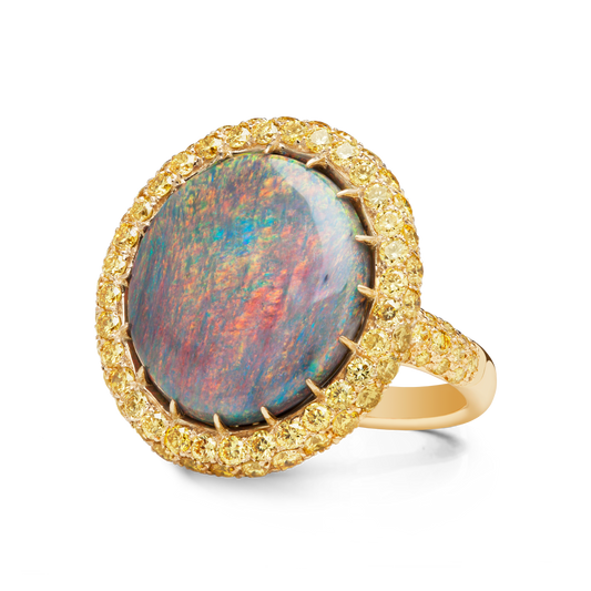 Opal & Diamond Aureole Ring