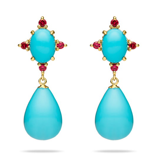 Turquoise Cabochon Drop Earrings
